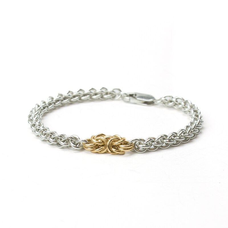 Silver and Gold Fill Bracelet, mixed metals jewelry, light weight bracelet accessory, gold accent